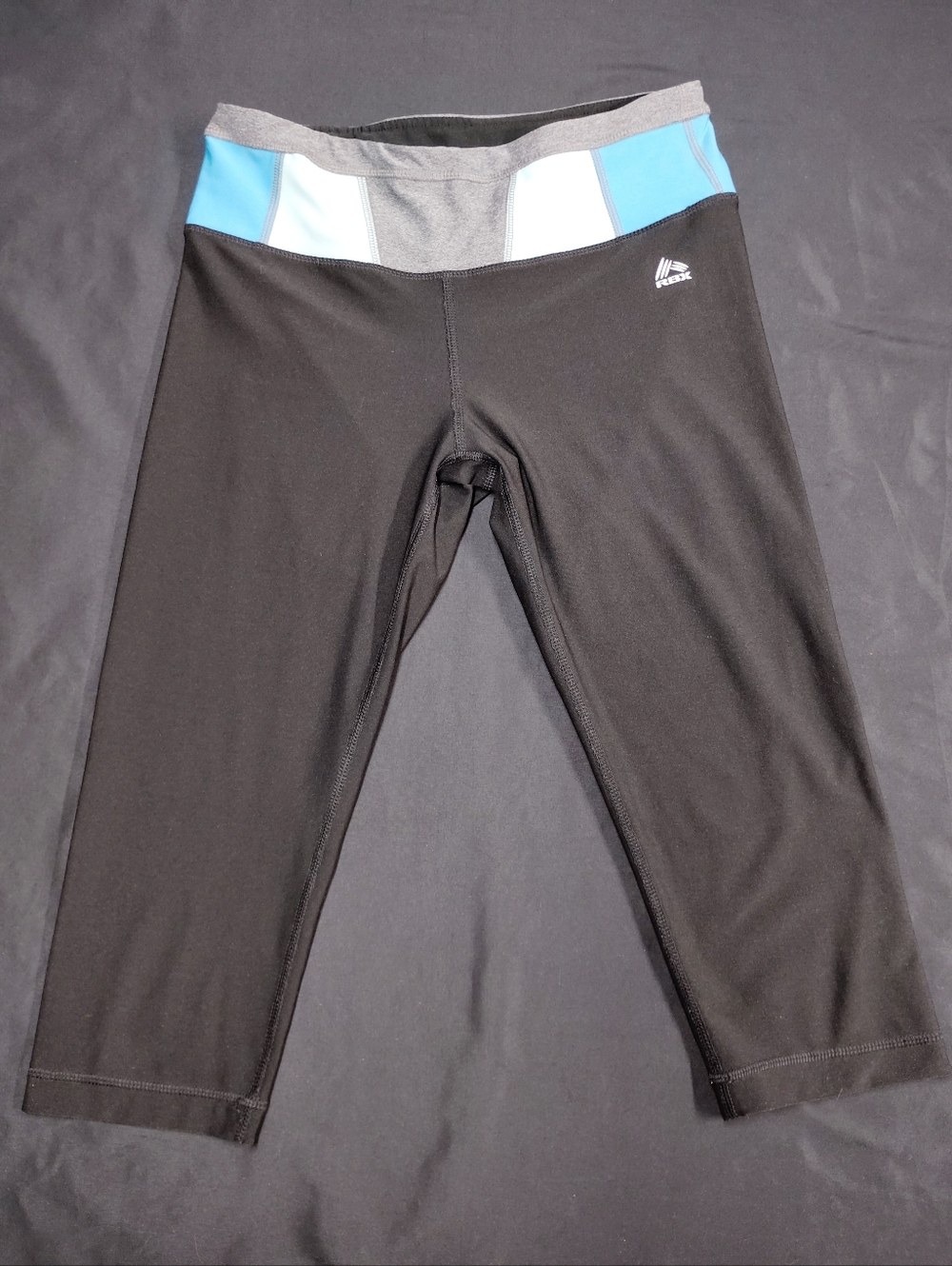 RBX Black Capri Leggings with Blue Accented Waistband